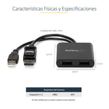 StarTech.com Hub MST de 2 Puertos DisplayPort 1.2 - Divisor Splitter DP de 2 Monitores - Adaptador DP a 2x DisplayPort 4K 30Hz - Alimentado por USB - Windows Solamente divisores de vídeo DisplayPort 2x DisplayPort 2 Negro