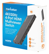 Switch multiviewer HDMI Manhattan de 4 puertos 4K