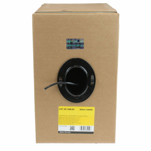 StarTech.com Bobina de Cable de Red Ethernet Cat5e a Granel - 304,8m - Sólido - CMR - Negro - Se Ajusta a TAA Cables de 