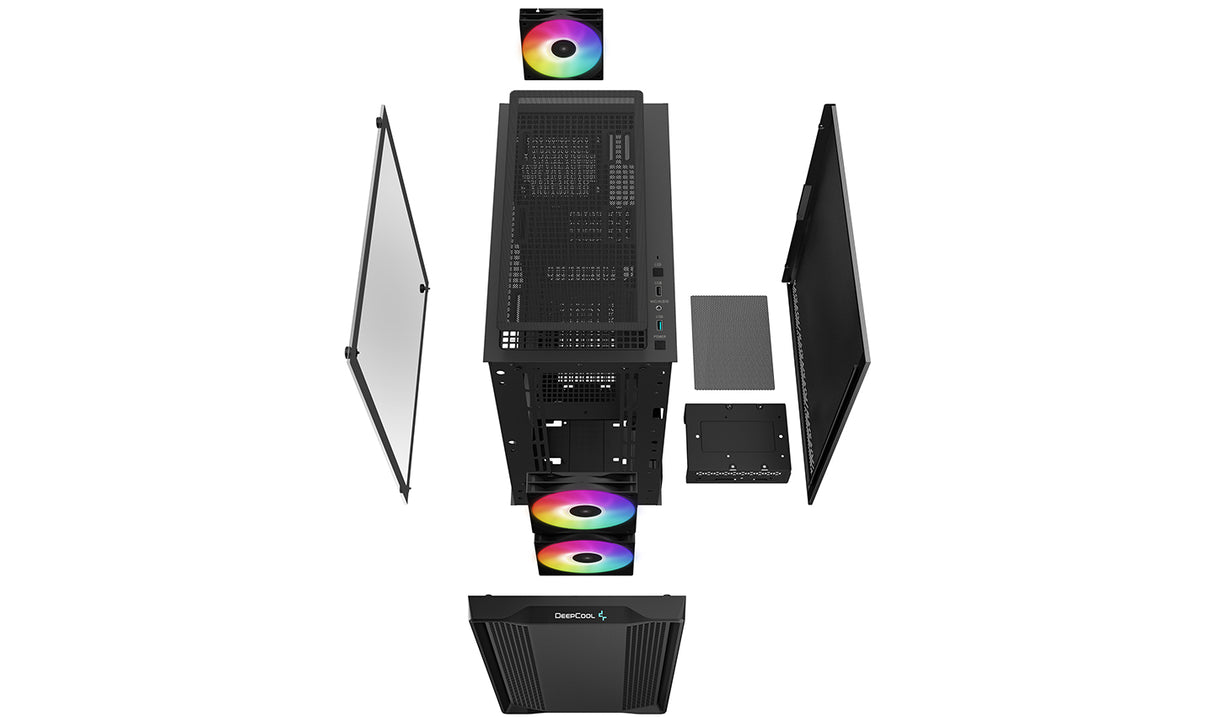 DeepCool CC360 ARGB carcasas ordenador ABS, Acero, Vidrio templado Mini Tower PC Negro