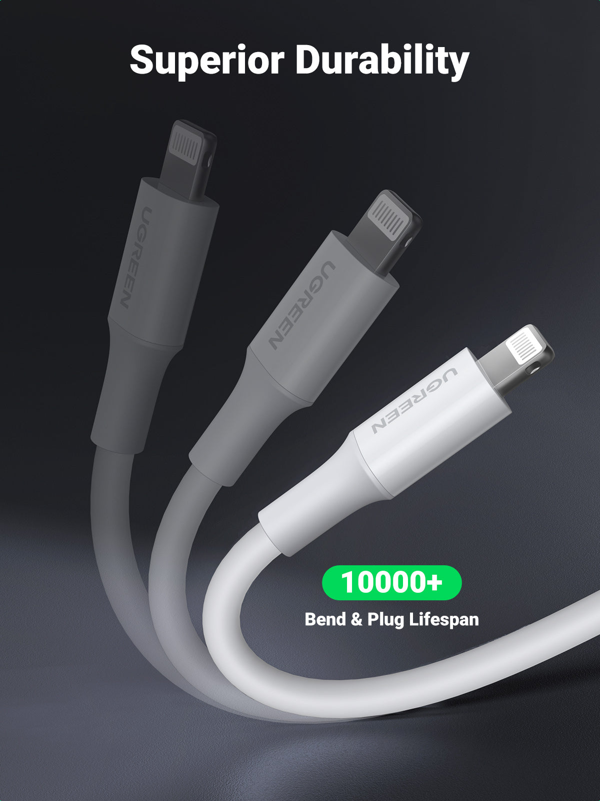 Ugreen cable USB 2.0 A lightning 2m, 5V/2.4A iPhone 7 / 7plus / 6S/ 6 / 6 Plus, iPhone 5s/5c/5, iPad Mini/Mini 2, iPad 1