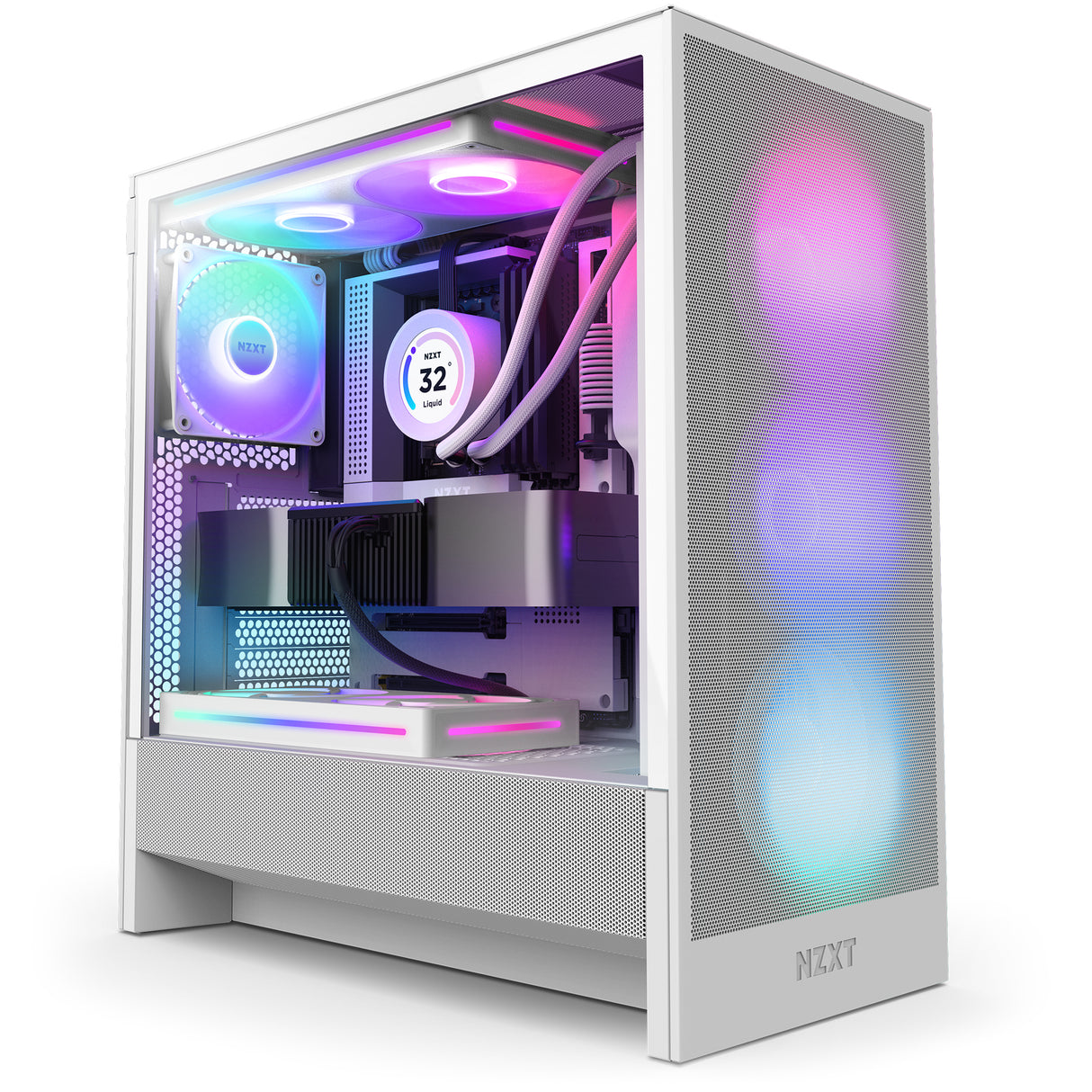 NZXT H5 Flow RGB Midi Tower Blanco, ATX, EATX, Micro ATX, CC-H52FW-R1 | Gabinetes de computadora