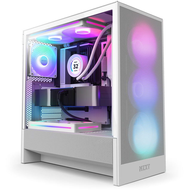 NZXT H5 Flow RGB Midi Tower Blanco, ATX, EATX, Micro ATX, CC-H52FW-R1 | Gabinetes de computadora