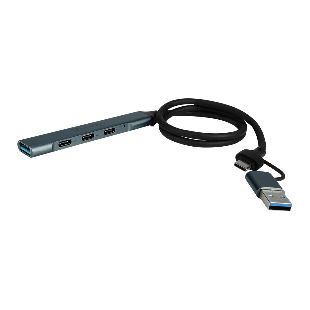 Vorago HU-205 nodo concentrador USB Tipo C 5000 Mbit/s Plata, USB 2.0 Type-A