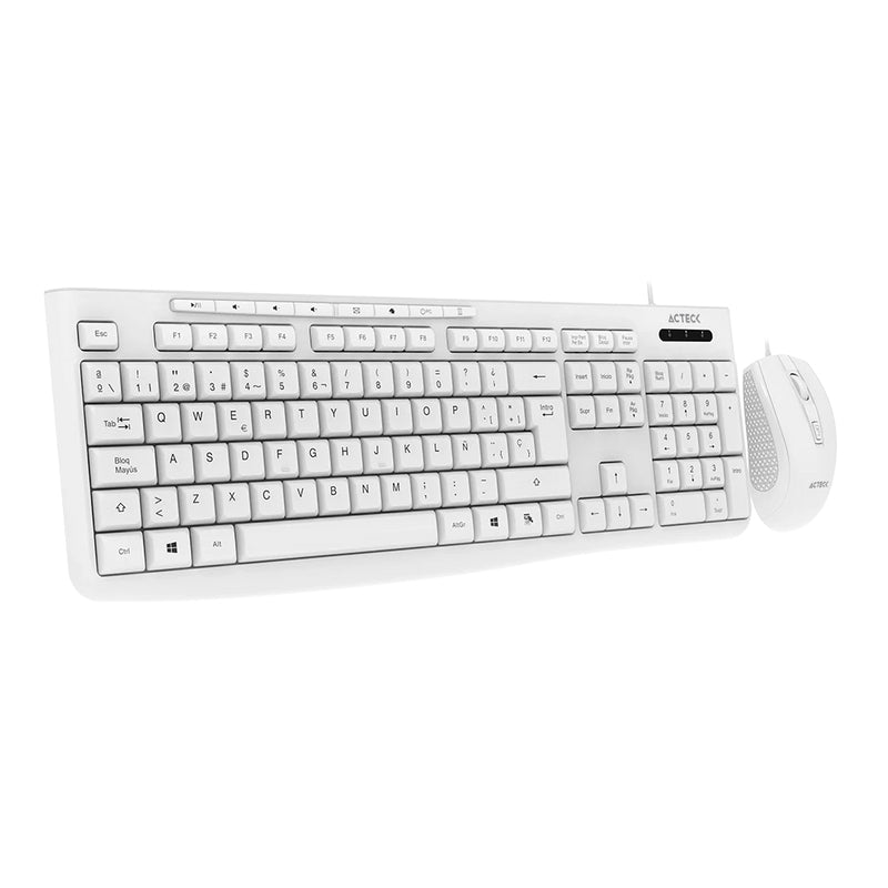 Acteck AC-941792 teclado Ratón incluido Hogar / Oficina USB QWERTY Español Blanco