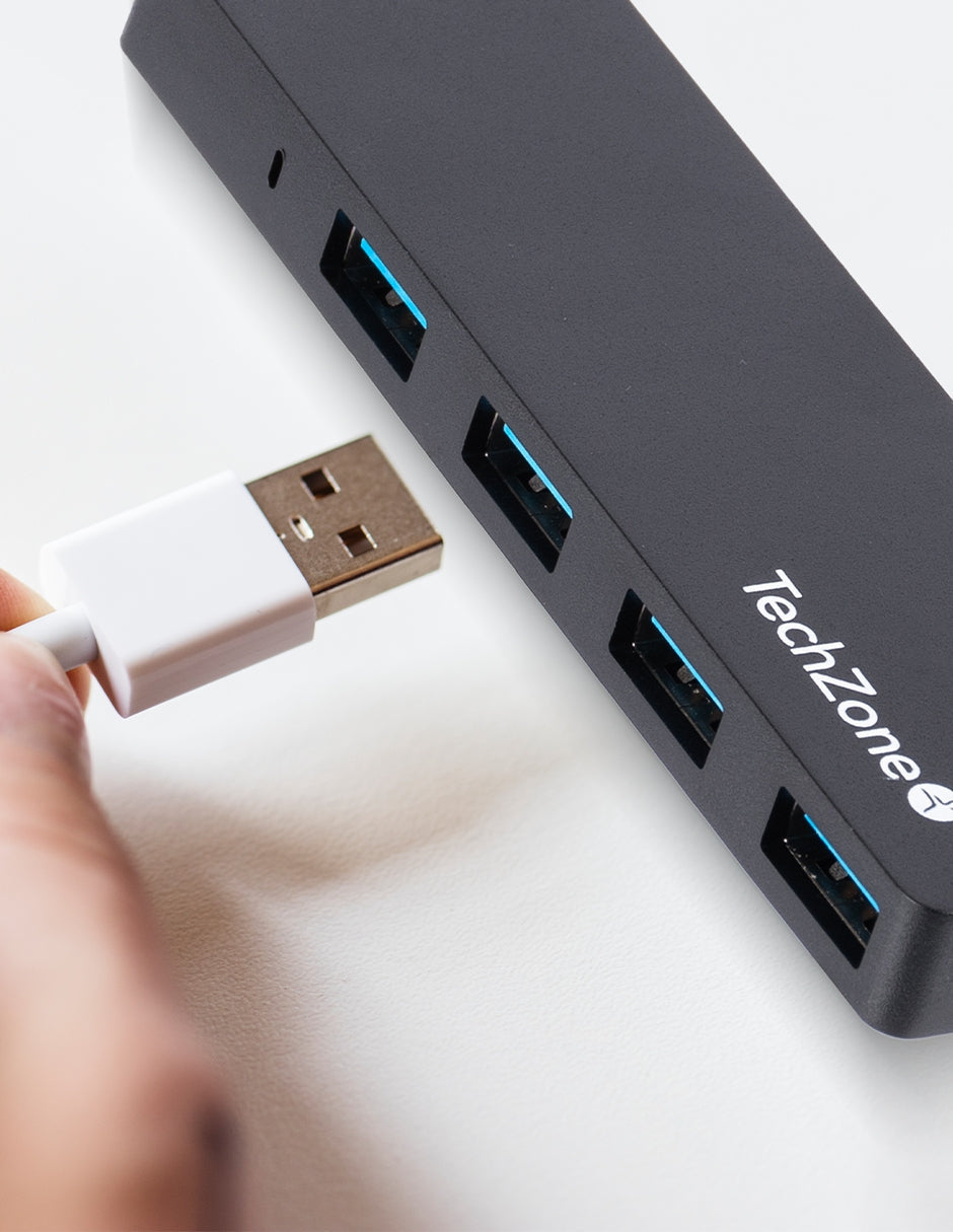 TechZone Connect HUB 3.0 USB 3.2 Gen 1 (3.1 Gen 1) Type-C 500 Mbit/s Negro, Acrilonitrilo butadieno estireno (ABS)