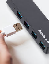TechZone Connect HUB 3.0 USB 3.2 Gen 1 (3.1 Gen 1) Type-C 500 Mbit/s Negro, Acrilonitrilo butadieno estireno (ABS)