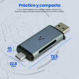 Vorago CR-350 lector de tarjeta USB 3.0 Type-A/Type-C Plata, MMC, MicroSD (TransFlash), SDHC