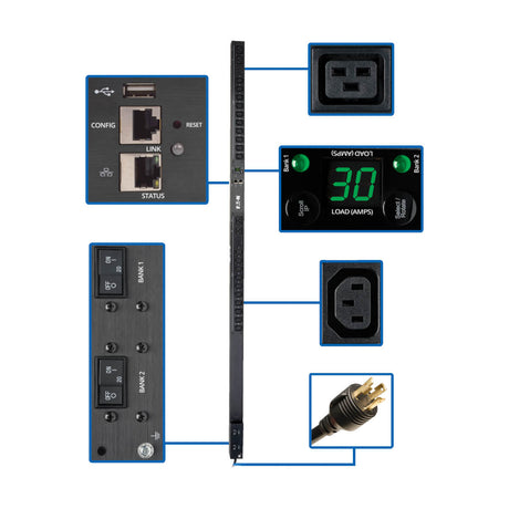 Tripp Lite PDUMNV30HVLX PDU Monofásico Monitoreable de 5.5kW, con Interfaz de Plataforma LX, Tomacorrientes de 208V ~ 23