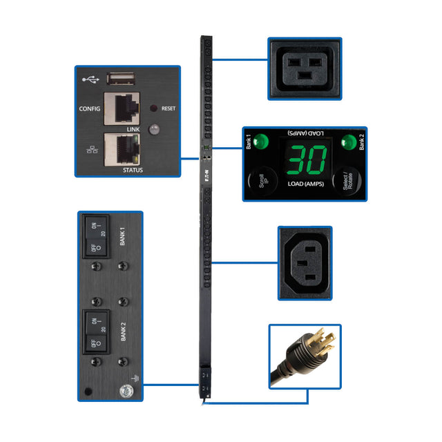 Tripp Lite PDUMNV30HVLX PDU Monofásico Monitoreable de 5.5kW, con Interfaz de Plataforma LX, Tomacorrientes de 208V ~ 23