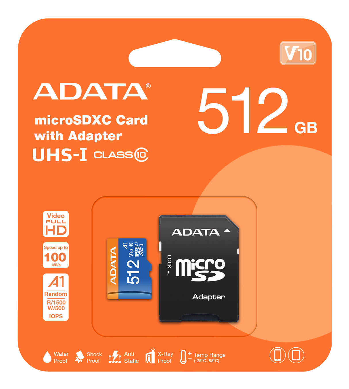 ADATA AUSDX512GUICL10 Memoria Flash 512 GB MicroSDXC 100 MB/s 25 MB/s