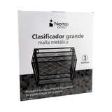 Clasificador Nextep Malla Metálica 3 Niveles Grande Caja Blanco-Negro - Ne-176