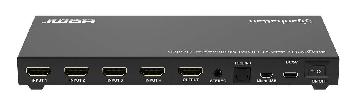 Manhattan Multiviewer/conmutador HDMI 4K de 4 puertos, 4 entradas a 1 pantalla, 4K@30 Hz, modos PiP 