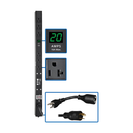 Tripp Lite PDUMV20-24 PDU Monofásico de 2kW con Medidor Digital Local, Tomacorrientes de 100V ~ 127V (6 5-15/20R), Adapt