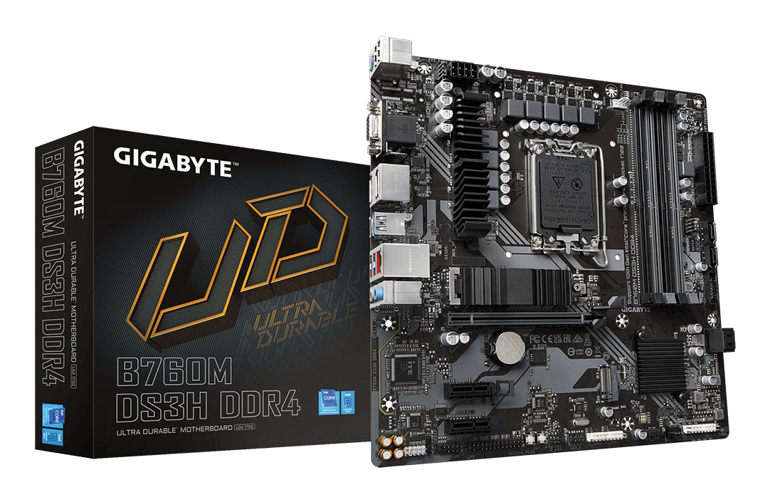 GIGABYTE B760M DS3H DDR4 Placa base - Soporta CPUs Intel Core de 14ª generación, VRM digital de 6+2+1 fases, hasta 5333MHz DDR4 (OC), 2xPCIe 4.0 M.2, LAN 2.5GbE, USB 3.2 Gen2 placas base Intel LGA 1700 LGA 1700 128 GB