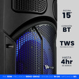 BAFLE VORAGO KSP-502 15" 80W FM BLUETOOTH RECARGABLE 1 MICRÓFONO TWS