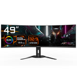GIGABYTE Monitor de juegos curvo CO49DQ OLED - 5120x1440 (DQHD), 1800R, 144Hz, 0.03ms, KVM, FreeSync Premium Pro, HDMI 2