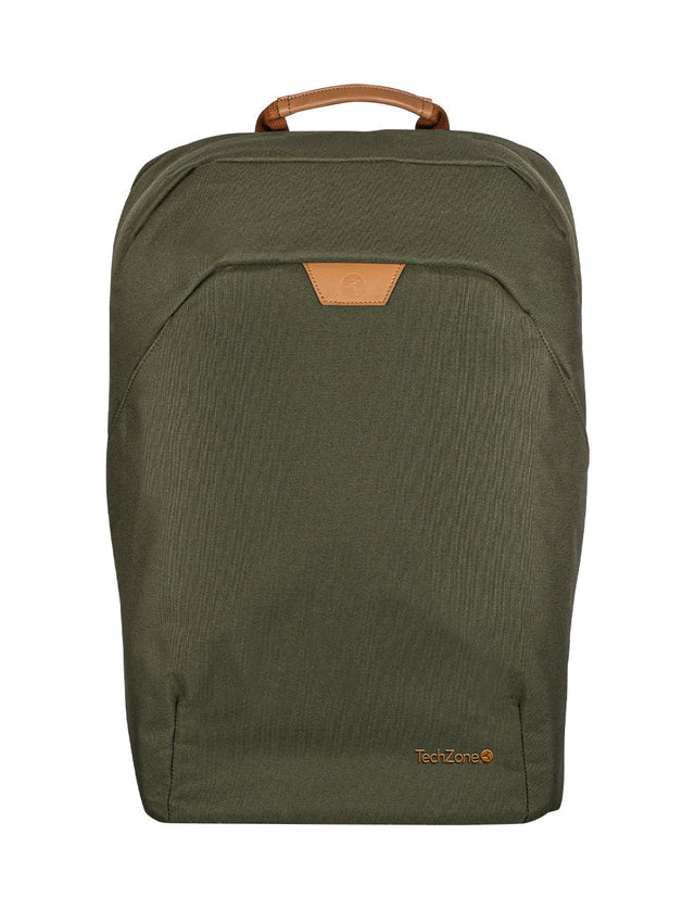 TechZone TZLBP56W-V mochila City backpack Verde Tereftalato de polietileno reciclado (rPET), Urbano, Unisex, Compartimen