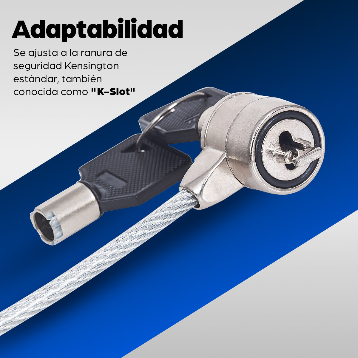 Manhattan Candado para portátil (Kensington) con 2 llaves, compatible con ranura Kensington estándar, cable de 1,5 m, antirrobo, cable de acero con funda PVC transparente, garantía de por vida Cable Plata Portátil 2 llaves PVC, Acero