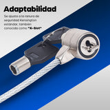 Manhattan Candado para portátil (Kensington) con 2 llaves, compatible con ranura Kensington estándar, cable de 1,5 m, antirrobo, cable de acero con funda PVC transparente, garantía de por vida Cable Plata Portátil 2 llaves PVC, Acero