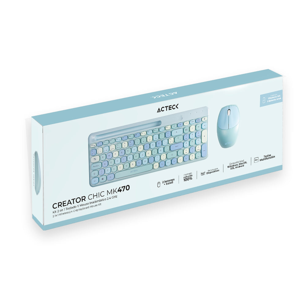 Acteck Creator Chic Colors MK470 teclado Ratón incluido Hogar USB Multicolor