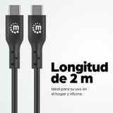 Manhattan Cable USB-C a USB-C, 2 m, macho a macho, 480 Mbps (USB 2.0), 3 A, negro, garantía de por vida, equivalente a USB2CC2M Cable USB 2.0 USB C USB C Macho