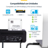 StarTech.com Clonador NVMe M.2 a SATA de 2.5/3.5 - Dock Duplicador Autónomo de 2 Bahías para SSD - Bidireccional NVMe a