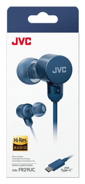 JVC HAFR29UCA audífono y auriculare Auriculares Alámbrico Intra auditivo Llamadas/Música USB Tipo C Azul