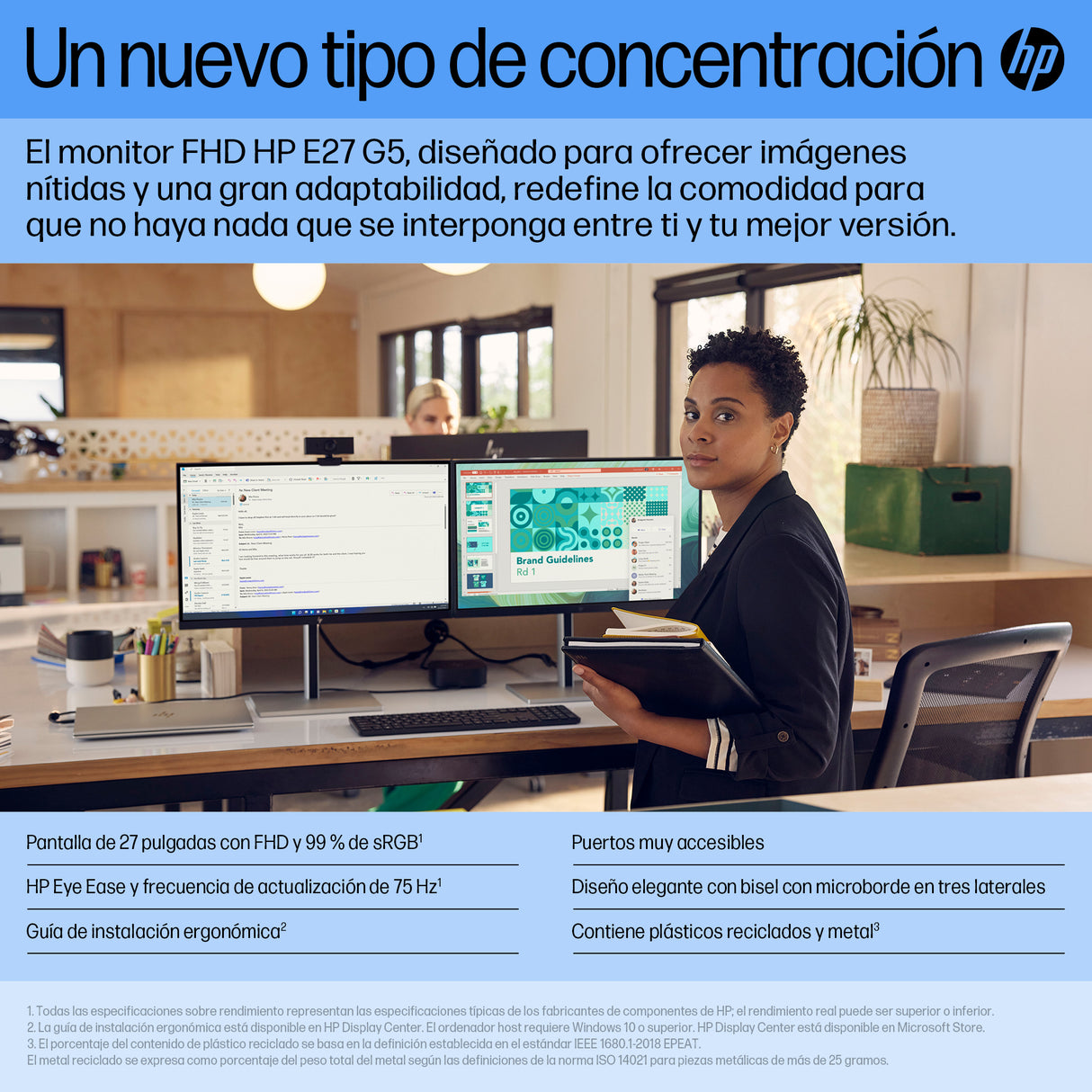 HP Monitor FHD HP E27 G5 Monitor 68,6 cm (27") 1920 x 1080 Pixeles Full HD LCD Negro