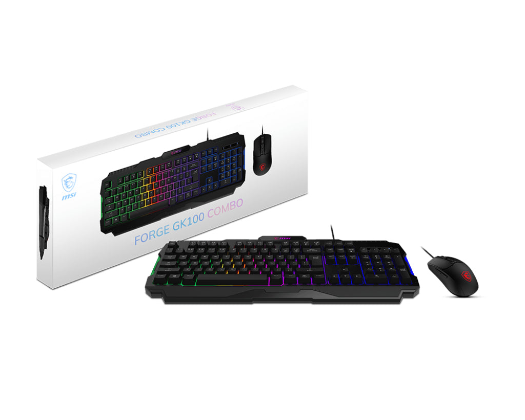 MSI FORGE GK100 COMBO Teclado Juego Alámbrico USB Interruptor de membrana