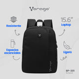 Vorago BP-201 mochila Mochila casual Negro Espuma de etil vinil acetato (EVA), Poliéster