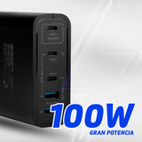 CARGADOR DE PARED VORAGO AU-600 TIPO C 100W PD 5 PUERTOS QUICK CHARGE 3.0 NEGRO