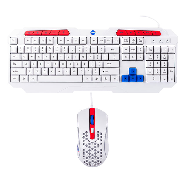 TechZone NS-GC02 teclado Ratón incluido Juego USB QWERTY Rojo, Blanco, Tamaño completo (100%), Alámbrico