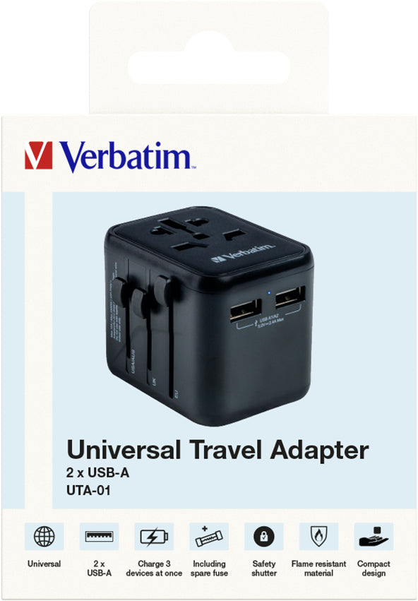 Verbatim 49543 adaptador de enchufe eléctrico Universal Negro