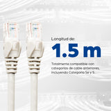 CABLE INT PATCH CAT 6 1.5M (5.0 F) UTP BLANCO CABLE DE RED