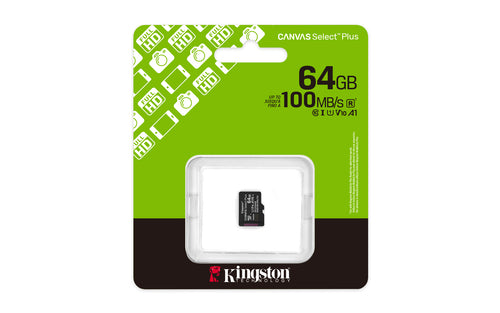 Kingston Technology 64GB micSDXC Canvas Select Plus Gen3 100R A1 (Adaptador de SD no incluido) Memorias flash 64 GB Micr