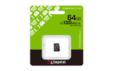 Kingston Technology 64GB micSDXC Canvas Select Plus Gen3 100R A1 (Adaptador de SD no incluido) Memorias flash 64 GB Micr