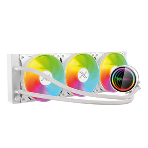 Enfriamiento Liquido 360mm Redondo XZ-411 para CPU 3Fanx120mm ARGB 3 pines + PWM 4 pines + Seguro para INTEL/AMD Blanco