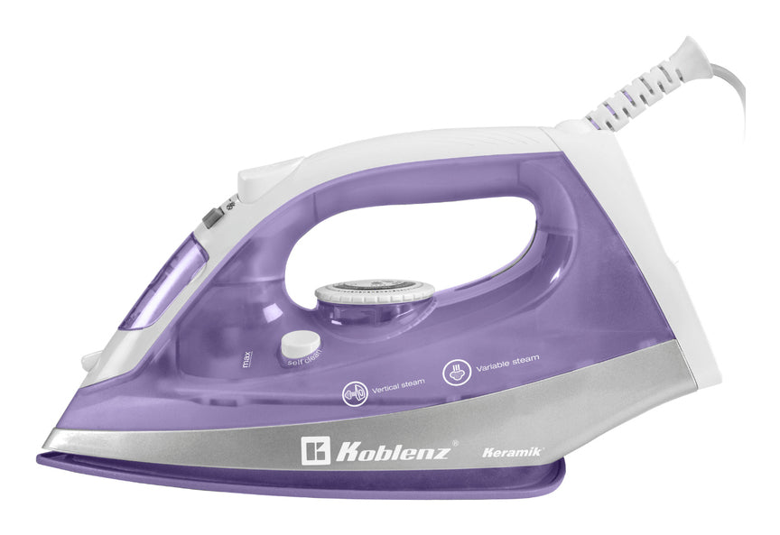Plancha de Vapor Koblenz PKK-340 L Suela de Cerámica, 1200 W, Lila y Plata