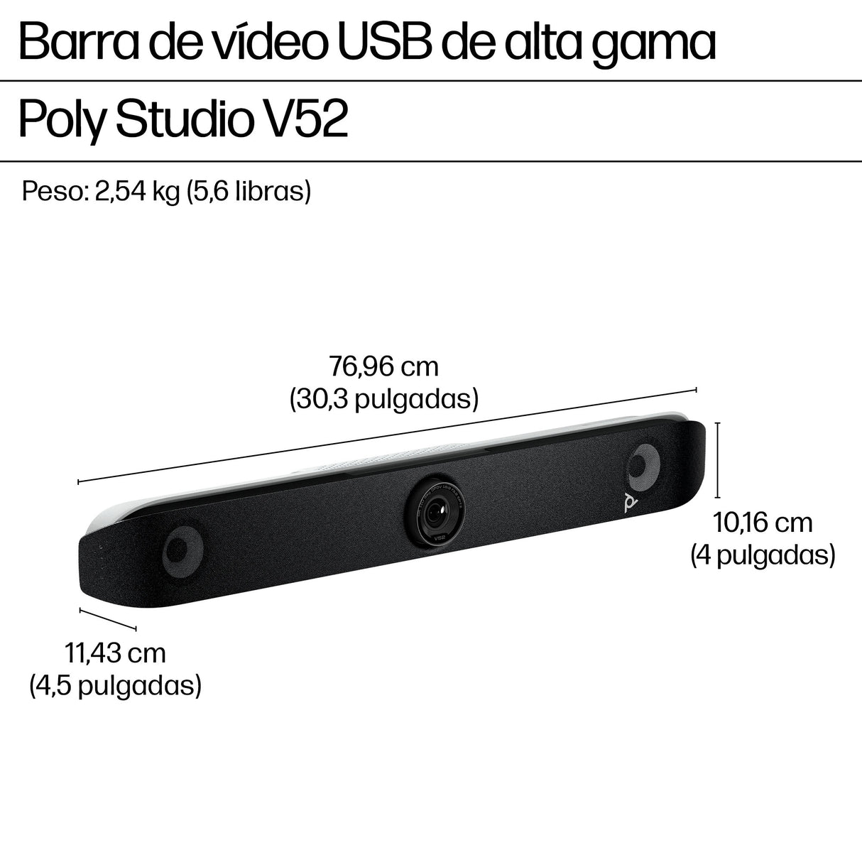 HP Poly Barra de vídeo USB Poly Studio V52 cámaras de videoconferencia Cámara única Si 5 x 95 °
