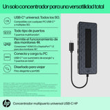 HP Hub multipuerto USB-C universal, Acoplamiento, USB 3.2 Gen 2 (3.1 Gen 2) Type-C, Negro