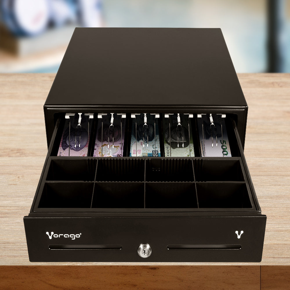 CAJON DE DINERO METAL VORAGO CD-100 5 BILLETES 8 MONEDAS RJ11