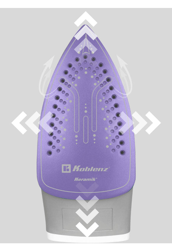Plancha de Vapor Koblenz PKK-340 L Suela de Cerámica, 1200 W, Lila y Plata