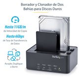 StarTech.com Duplicador y Borrador de Discos Duros de 2 Bahías - Clonador Copiador Autónomo de Discos Duros SATA - Docki