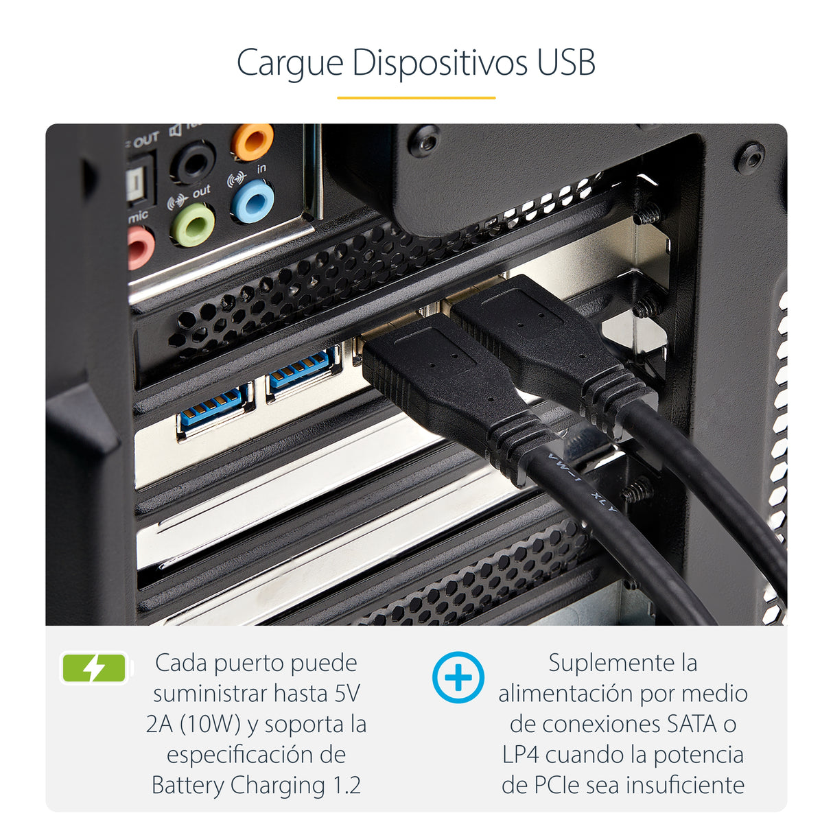 StarTech.com Tarjeta PCI Express de 4 Puertos USB-A - Tarjeta PCIe USB 3.2 de 5Gbps - 4 Controladores USB Independientes