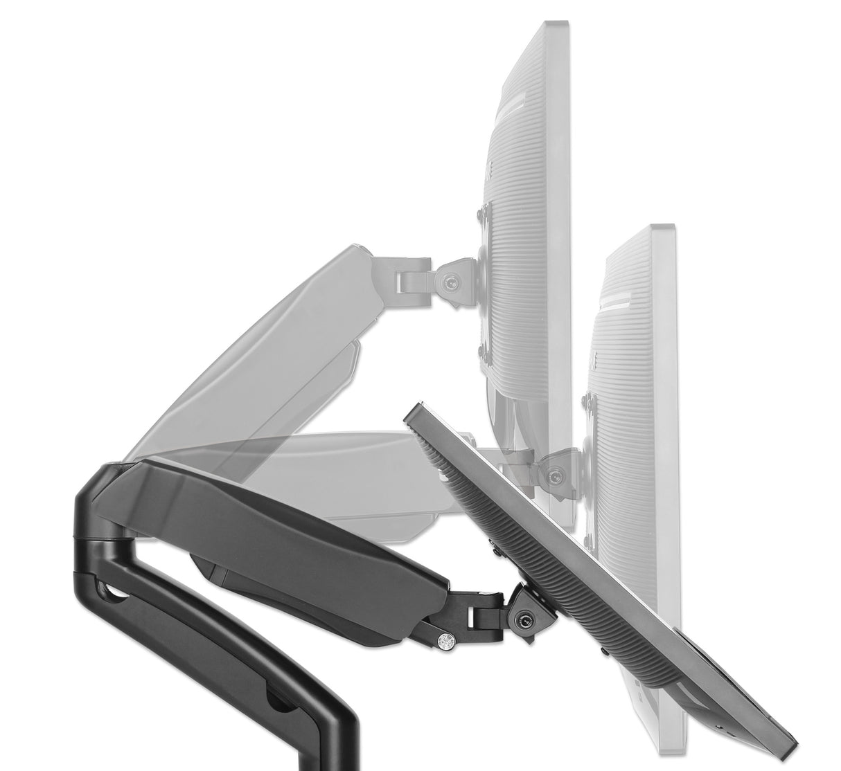 Manhattan Soporte doble de sobremesa para TV/monitores (Articulado con muelle), para pantallas de 10" a 27", fijación con abrazadera o por ojal, Compa