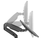 Manhattan Soporte doble de sobremesa para TV/monitores (Articulado con muelle), para pantallas de 10" a 27", fijación con abrazadera o por ojal, Compa