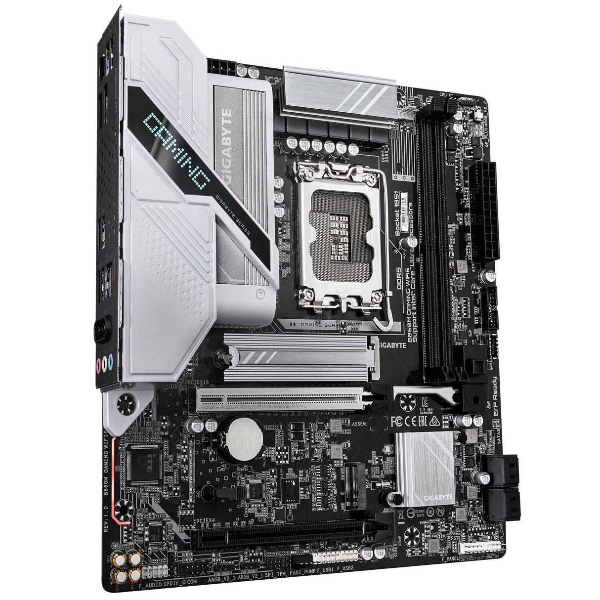GIGABYTE B860M GAMING WIFI6 Placa Base - Intel Core Ultra Series CPUs, 8+1+2 Phases VRM, hasta 9066MHz DDR5, 1xPCIe 5.0 + 1xPCIe 4.0 M.2, 2.5GbE LAN, WIFI 6, USB 3.2 Gen 1 placas base Intel LGA 1851 (Socket V1) LGA 1851 DDR5-SDRAM