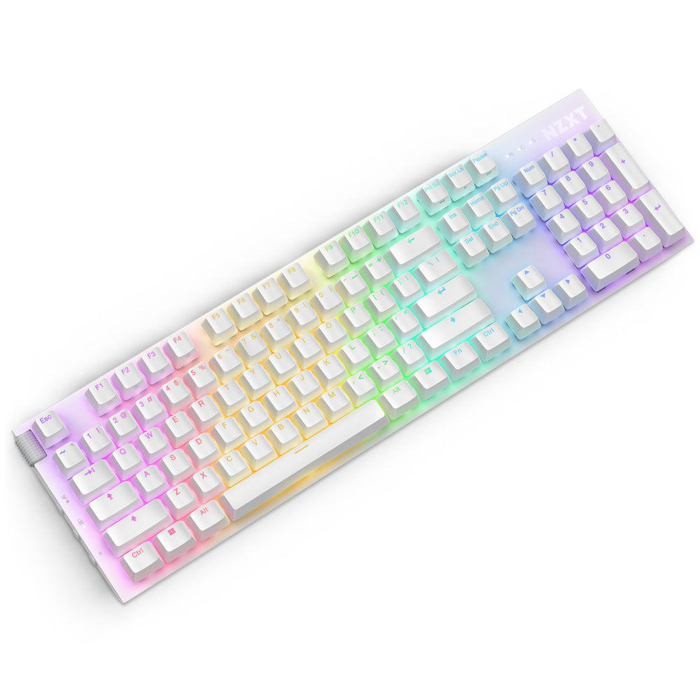 NZXT Function 2 teclado Juego USB Inglés de EE.UU. Blanco, Tamaño completo (100%), Alámbrico, Interruptor de llave óptic