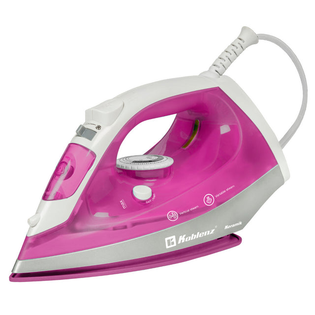 Plancha de Vapor Koblenz PKK-350 R Suela de Cerámica, 60 g/min, Rosa y Plata